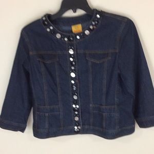 Ruby Rd  Dark Wash Embellished Jean Jacket Size 16 Plus Size